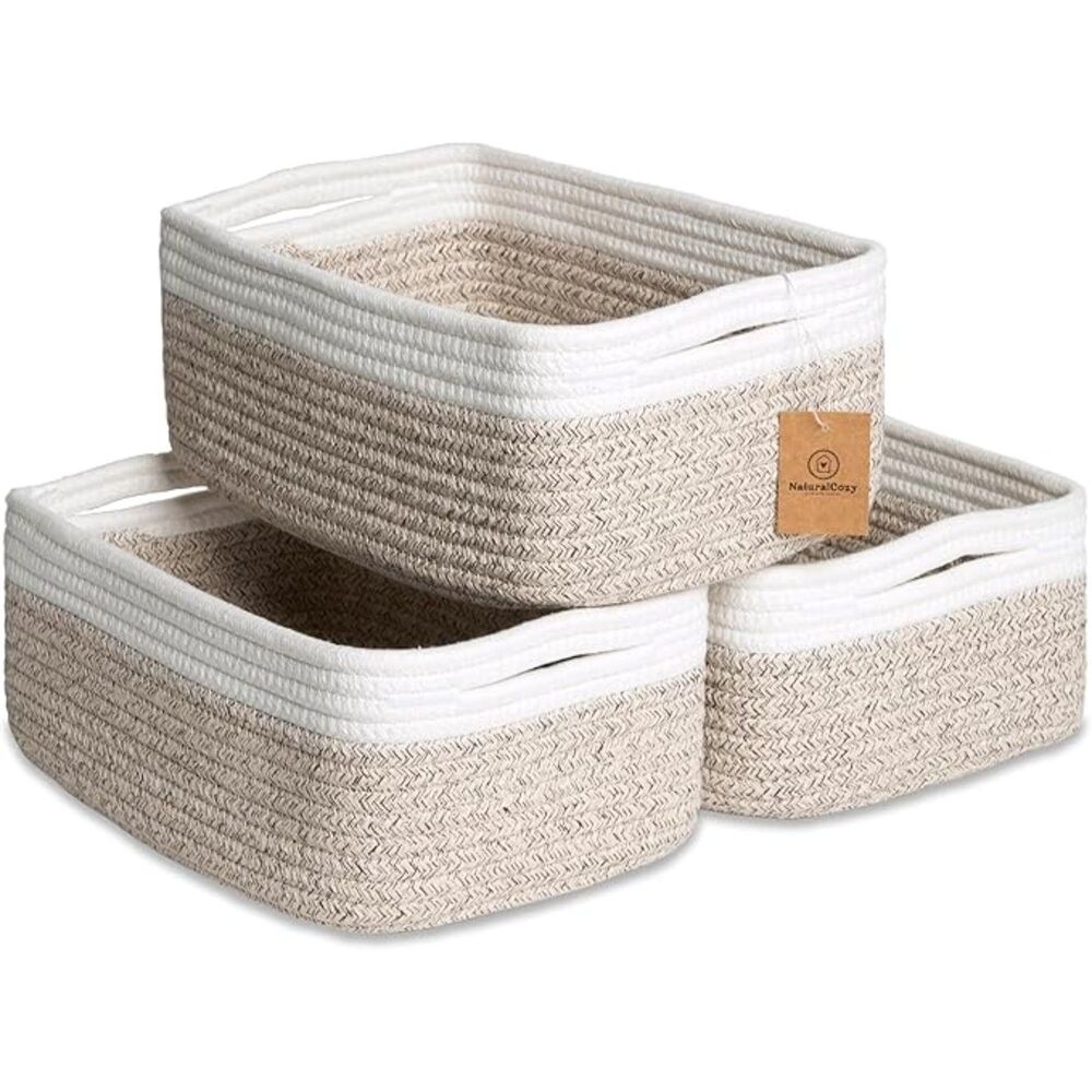 NWT Natural Cozy - 3 Pack 11.8"x8"x4.5” Storage Baskets